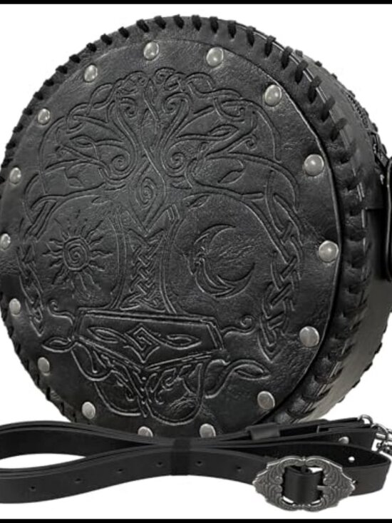 Handbags - Viking Embossed Faux Leather Crossbody Belt Bag Nordic Medieval Cosplay